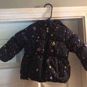 24 month girls winter puffy coat. Blue with stars